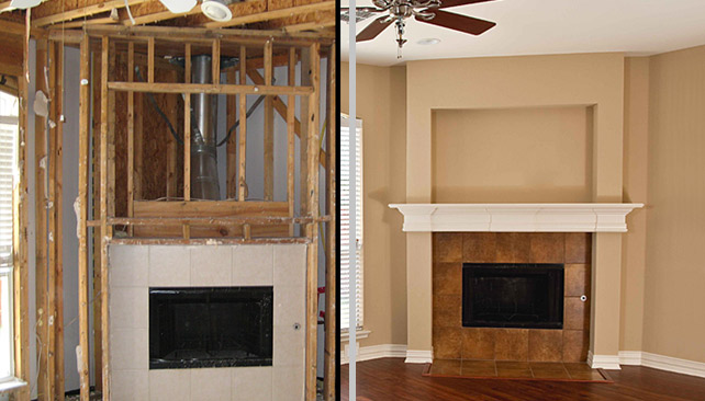 Fireplace Fire Damage Before & After