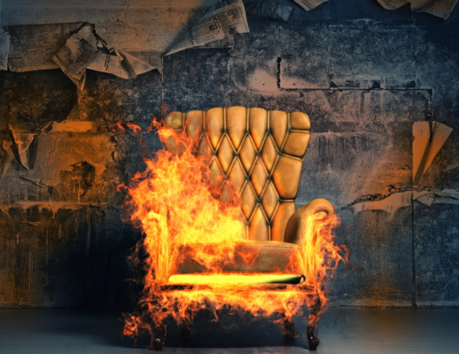 Chair And Wall Burning