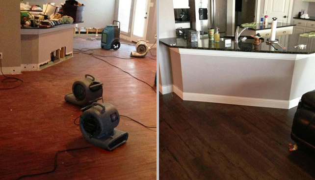 Living Room Water Damage Before & After